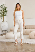 Mini Mia Full Size Tummy Control High Waist Raw Hem Jeans