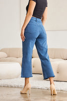 Crop Chloe Full Size Tummy Control High Waist Raw Hem Jeans