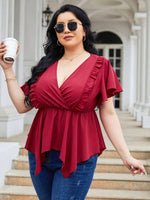 Frill Surplice Flutter Sleeve Blouse