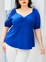 Tied Sweetheart Neck Balloon Sleeve Blouse