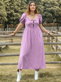 Curvy Tie Neck Short Sleeve Dress