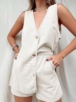 Button Up Top and Shorts Set