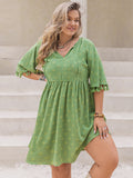 Curvy Tied Tassel Half Sleeve Mini Dress