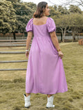 Curvy Tie Neck Short Sleeve Dress