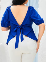 Tied Sweetheart Neck Balloon Sleeve Blouse