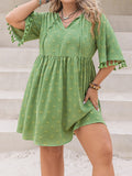 Curvy Tied Tassel Half Sleeve Mini Dress