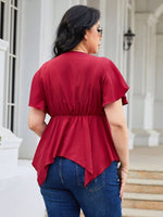 Frill Surplice Flutter Sleeve Blouse