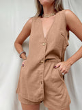 Button Up Top and Shorts Set