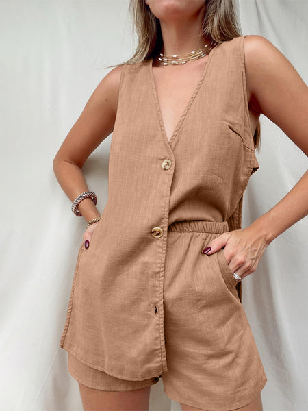 Button Up Top and Shorts Set