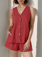 Button Up Top and Shorts Set