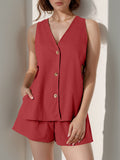 Button Up Top and Shorts Set