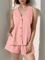 Button Up Top and Shorts Set