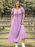 Curvy Tie Neck Short Sleeve Dress