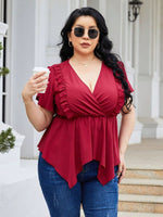 Frill Surplice Flutter Sleeve Blouse