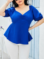 Tied Sweetheart Neck Balloon Sleeve Blouse