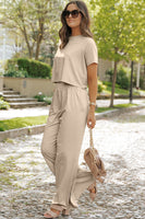 Round Neck Short Sleeve Top and Pants Set