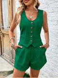 Scoop Neck Sleeveless Top and Shorts Set