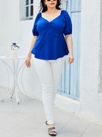 Tied Sweetheart Neck Balloon Sleeve Blouse