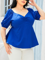 Tied Sweetheart Neck Balloon Sleeve Blouse