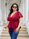 Frill Surplice Flutter Sleeve Blouse