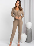 Twisted Dropped Shoulder Top and Drawstring Joggers Set