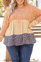 Floral Color Block Babydoll Top