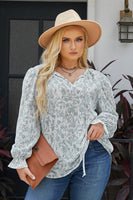 Floral Flounce Sleeve Tie-Neck Blouse