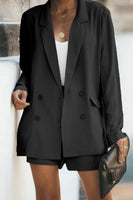 Longline Blazer and Shorts Set with Pockets