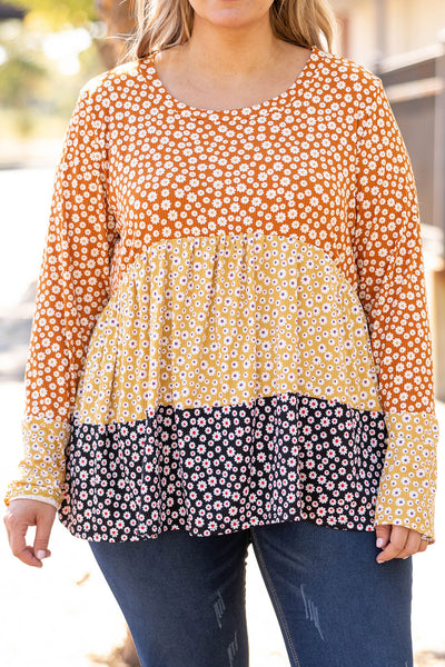 Floral Color Block Babydoll Top