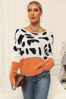 Regular/Curvy Two-Tone Boat Neck Sweater