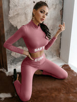 Cropped Mock Neck Top and Leggings Set
