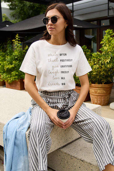 Positivity Letter Graphic Short Sleeve T-Shirt