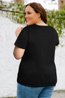 Contrast Sequin V-Neck Tee Shirt