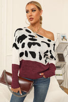 Regular/Curvy Two-Tone Boat Neck Sweater