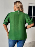 Round Neck Flounce Sleeve Blouse