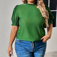 Round Neck Flounce Sleeve Blouse