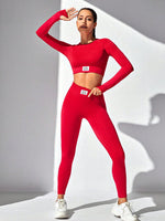 Round Neck Long Sleeve Top and Leggings Active Set