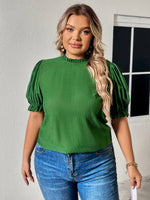 Round Neck Flounce Sleeve Blouse