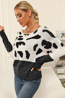 Regular/Curvy Two-Tone Boat Neck Sweater