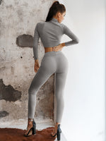 Cropped Mock Neck Top and Leggings Set