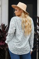 Floral Flounce Sleeve Tie-Neck Blouse