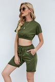 Cropped Tee and Drawstring Waist Shorts Set