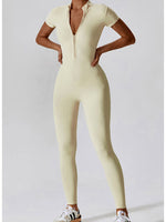 Half Zip Short Sleeve Active Jumpsuit