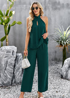 Halter Neck Top and Straight Leg Pants Set