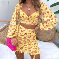 Flower Chiffon Skirt Set