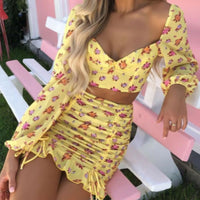 Flower Chiffon Skirt Set
