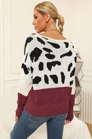 Regular/Curvy Two-Tone Boat Neck Sweater