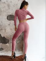 Cropped Mock Neck Top and Leggings Set