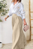 Pocketed Dropped Shoulder Shirt and Wide Leg Pants Set