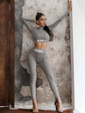 Cropped Mock Neck Top and Leggings Set
